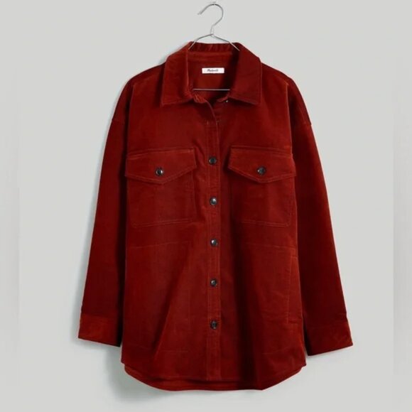 Madewell Corduroy Twill Oversized Shirt Jacket In Orange Size M NWT - Picture 2 of 15